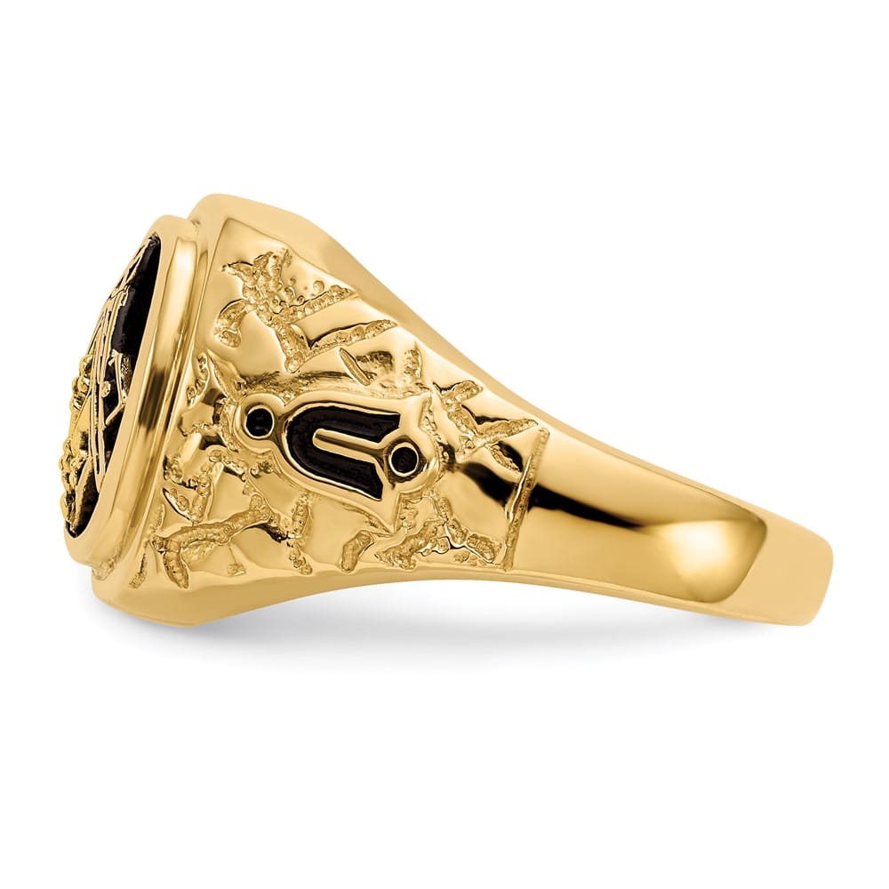 14k Yellow Gold IB Goodman Nugget Texture SI2/SI3 Quality Masonic Ring