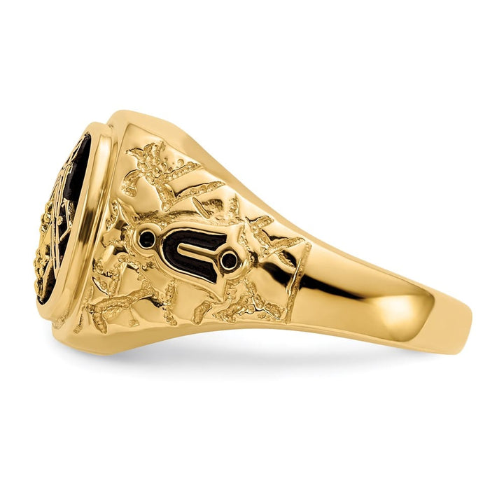14k Yellow Gold IB Goodman Nugget Texture SI2/SI3 Quality Masonic Ring
