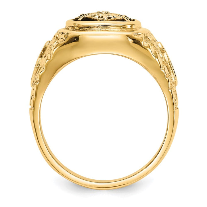 14k Yellow Gold IB Goodman Nugget Texture SI2/SI3 Quality Masonic Ring