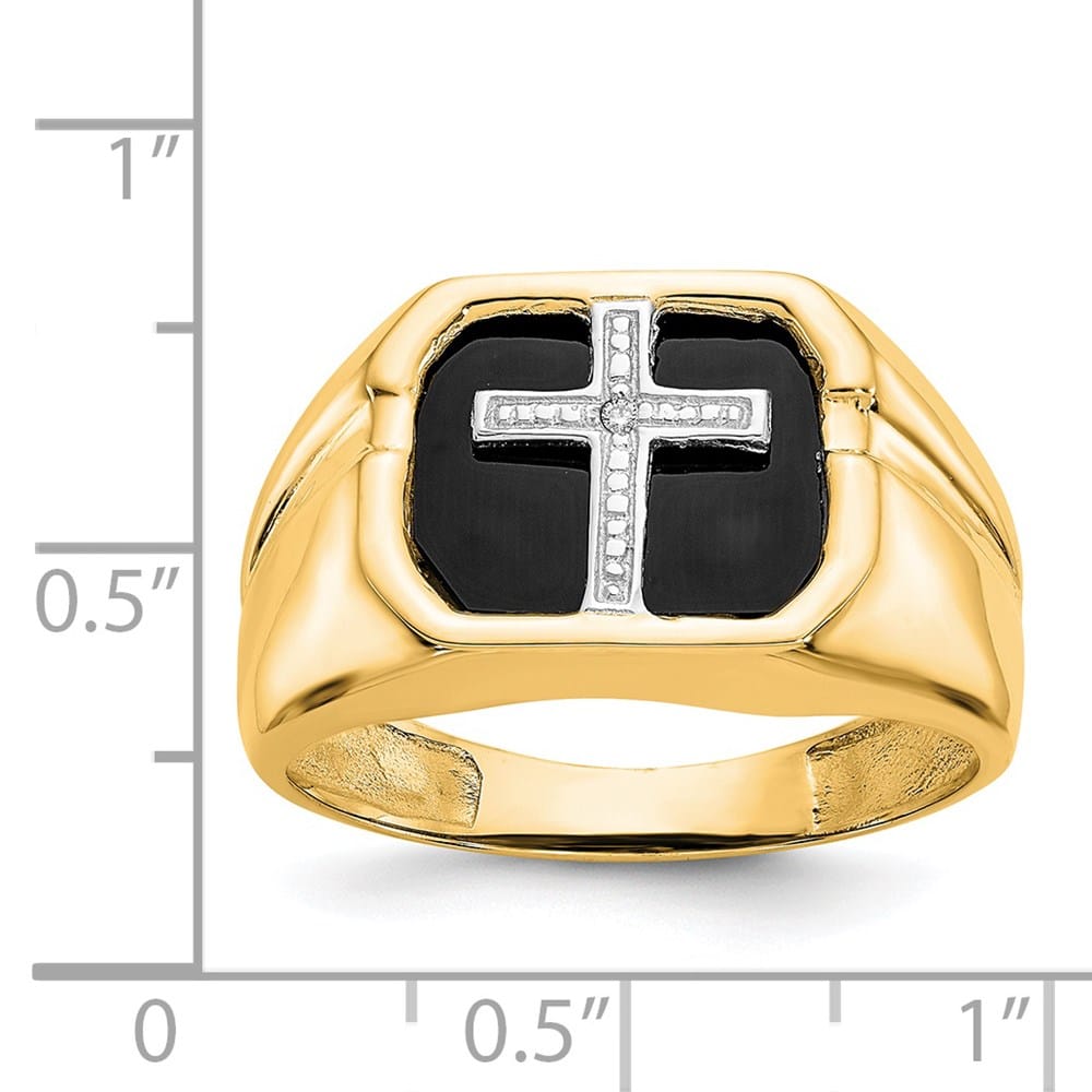 14k Yellow Gold IB Goodman Octagon Onyx and SI2/SI3 Diamond Men's Ring