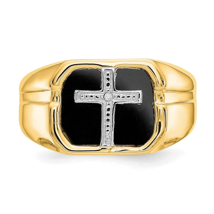 14k Yellow Gold IB Goodman Octagon Onyx and SI2/SI3 Diamond Men's Ring