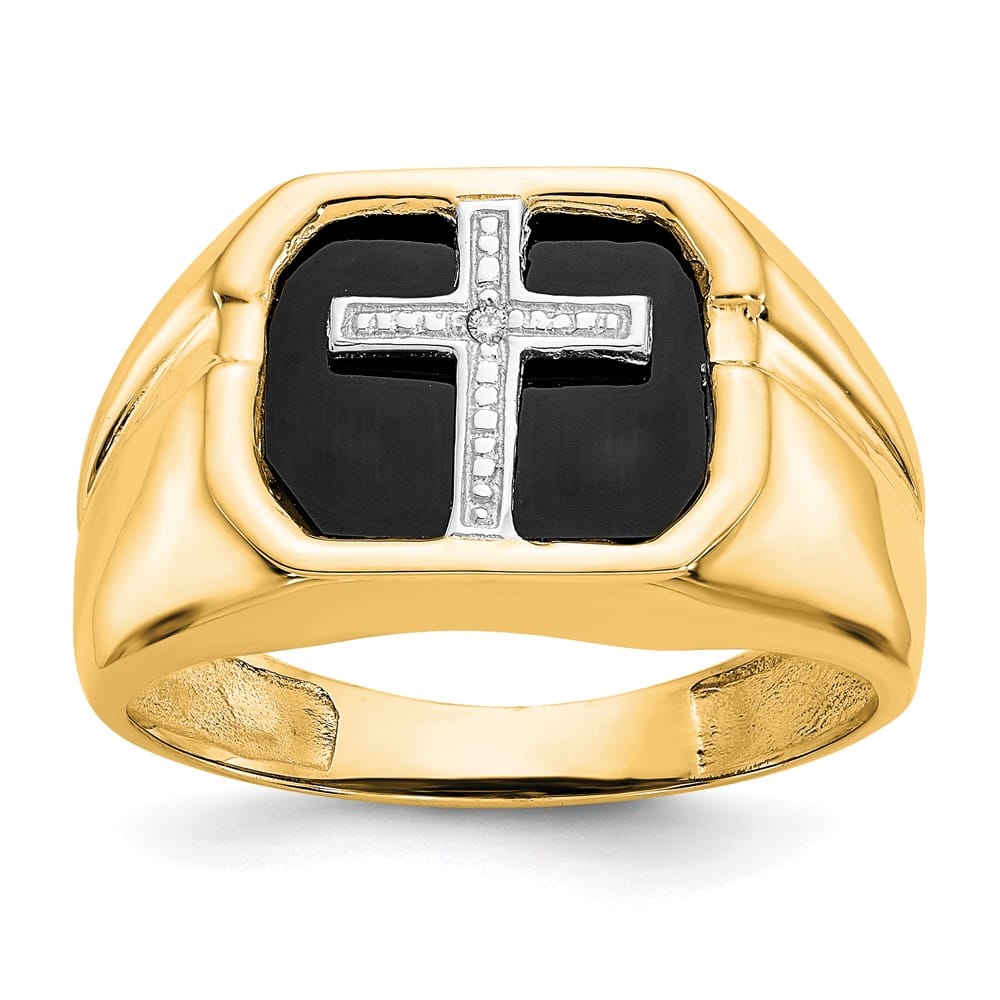 14k Yellow Gold IB Goodman Octagon Onyx and SI2/SI3 Diamond Men's Ring