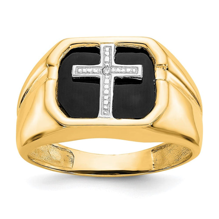 14k Yellow Gold IB Goodman Octagon Onyx and SI2/SI3 Diamond Men's Ring