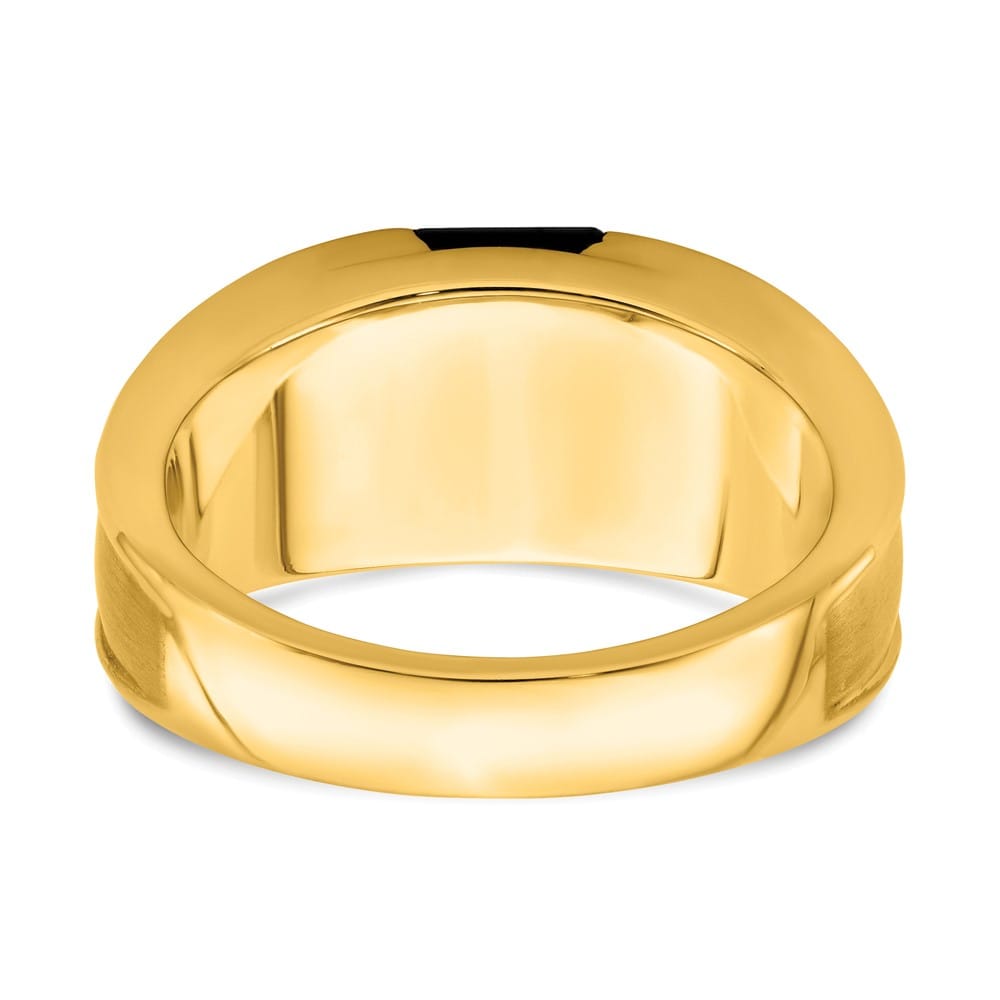 14k Yellow Gold IB Goodman Onyx and 1/10 Carat Diamond Men's Ring Stock Size 10 Ring Are Refundable