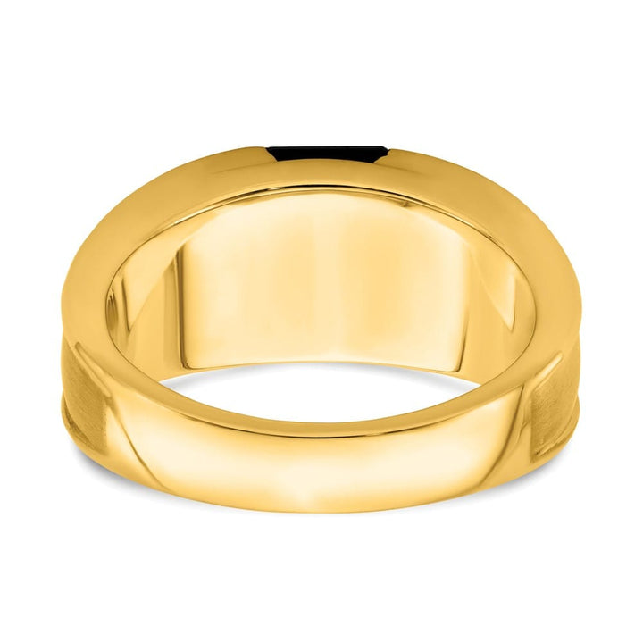 14k Yellow Gold IB Goodman Onyx and 1/10 Carat Diamond Men's Ring Stock Size 10 Ring Are Refundable