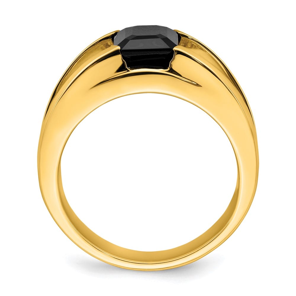 14k Yellow Gold IB Goodman Onyx and 1/10 Carat Diamond Men's Ring Stock Size 10 Ring Are Refundable