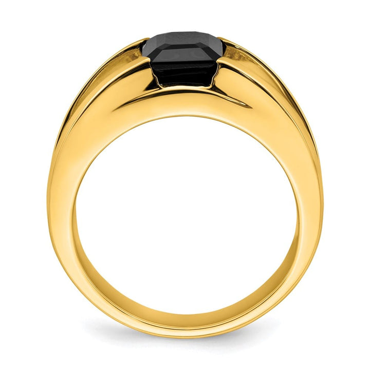 14k Yellow Gold IB Goodman Onyx and 1/10 Carat Diamond Men's Ring Stock Size 10 Ring Are Refundable