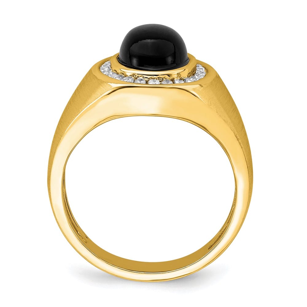 14k Yellow Gold IB Goodman Oval Onyx Cabochon Diamond Men's Ring Stock Size 10 Ring Are Refundable