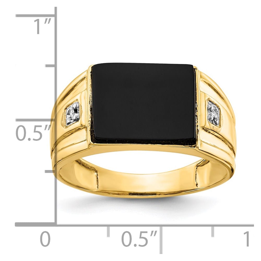 14k Yellow Gold IB Goodman Rectangle Onyx Diamond VS2/SI1 Men's Ring