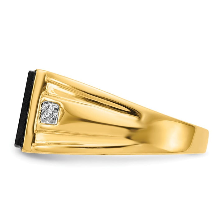 14k Yellow Gold IB Goodman Rectangle Onyx Diamond VS2/SI1 Men's Ring