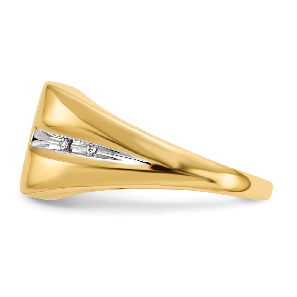 14k Yellow Gold IB Goodman Square Onyx and Diamond Cross Men's Ring