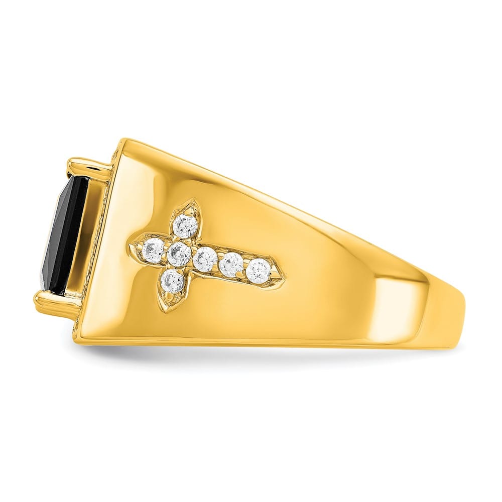 14k Yellow Gold IB Goodman Square Onyx and Diamond Halo Men's Ring Stock Size 10 Ring Are Refundable