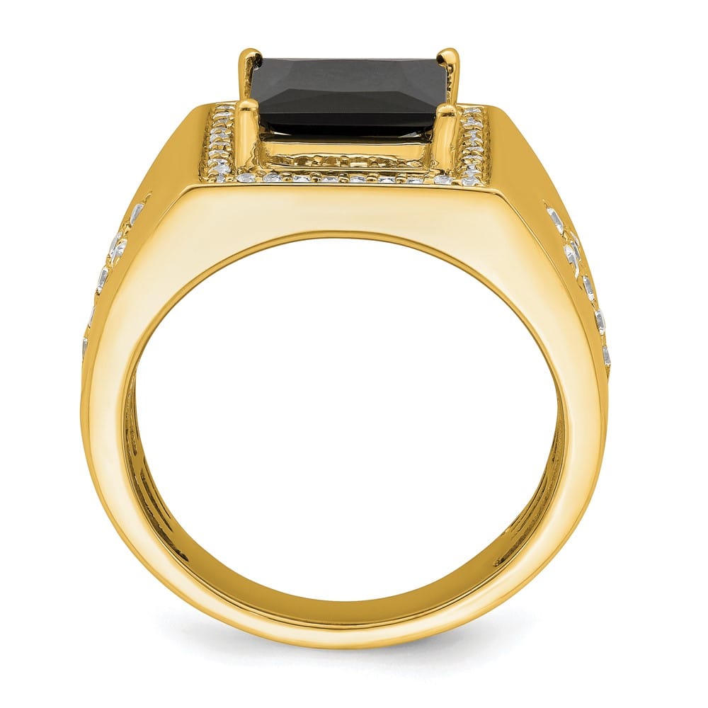 14k Yellow Gold IB Goodman Square Onyx and Diamond Halo Men's Ring Stock Size 10 Ring Are Refundable