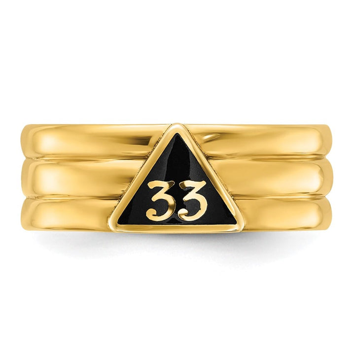 14k Yellow Gold IB Goodman with Black Enamel Active Men's Masonic Ring