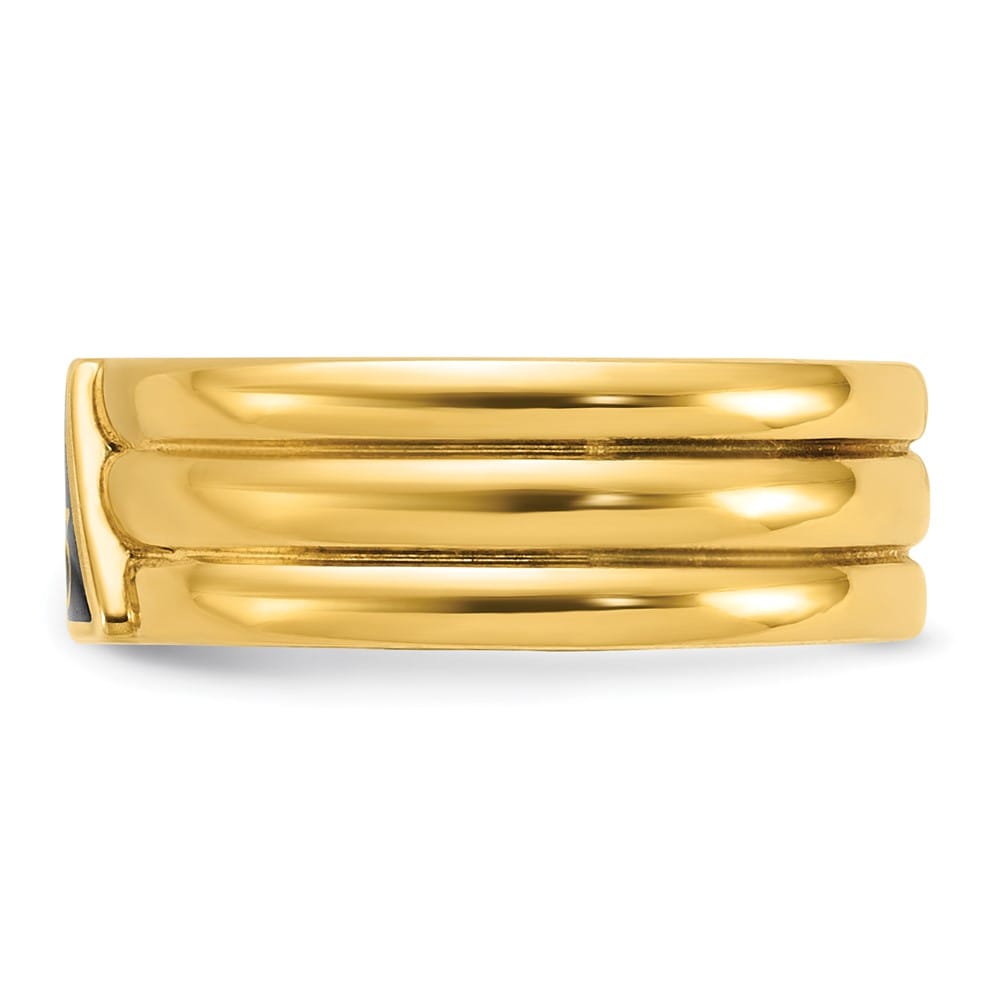 14k Yellow Gold IB Goodman with Black Enamel Active Men's Masonic Ring