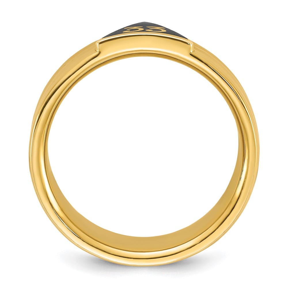 14k Yellow Gold IB Goodman with Black Enamel Active Men's Masonic Ring
