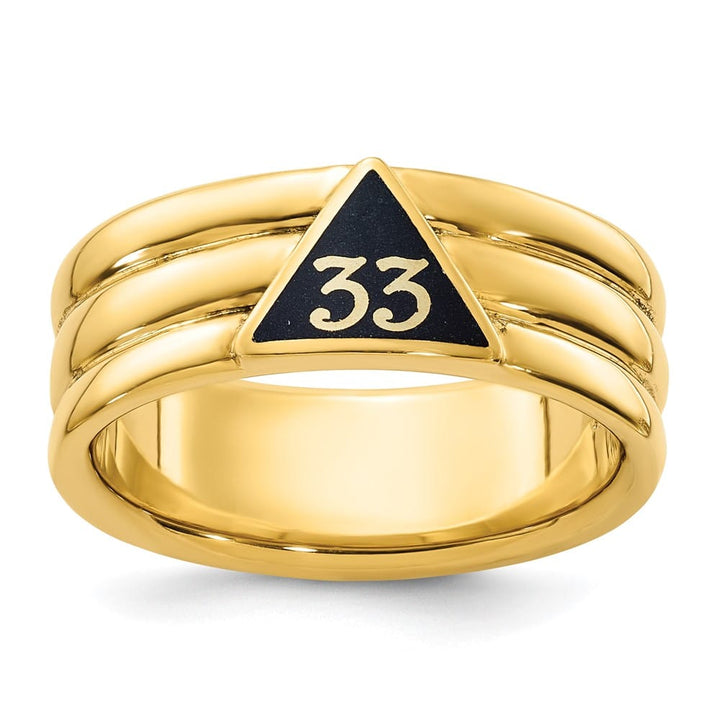 14k Yellow Gold IB Goodman with Black Enamel Active Men's Masonic Ring