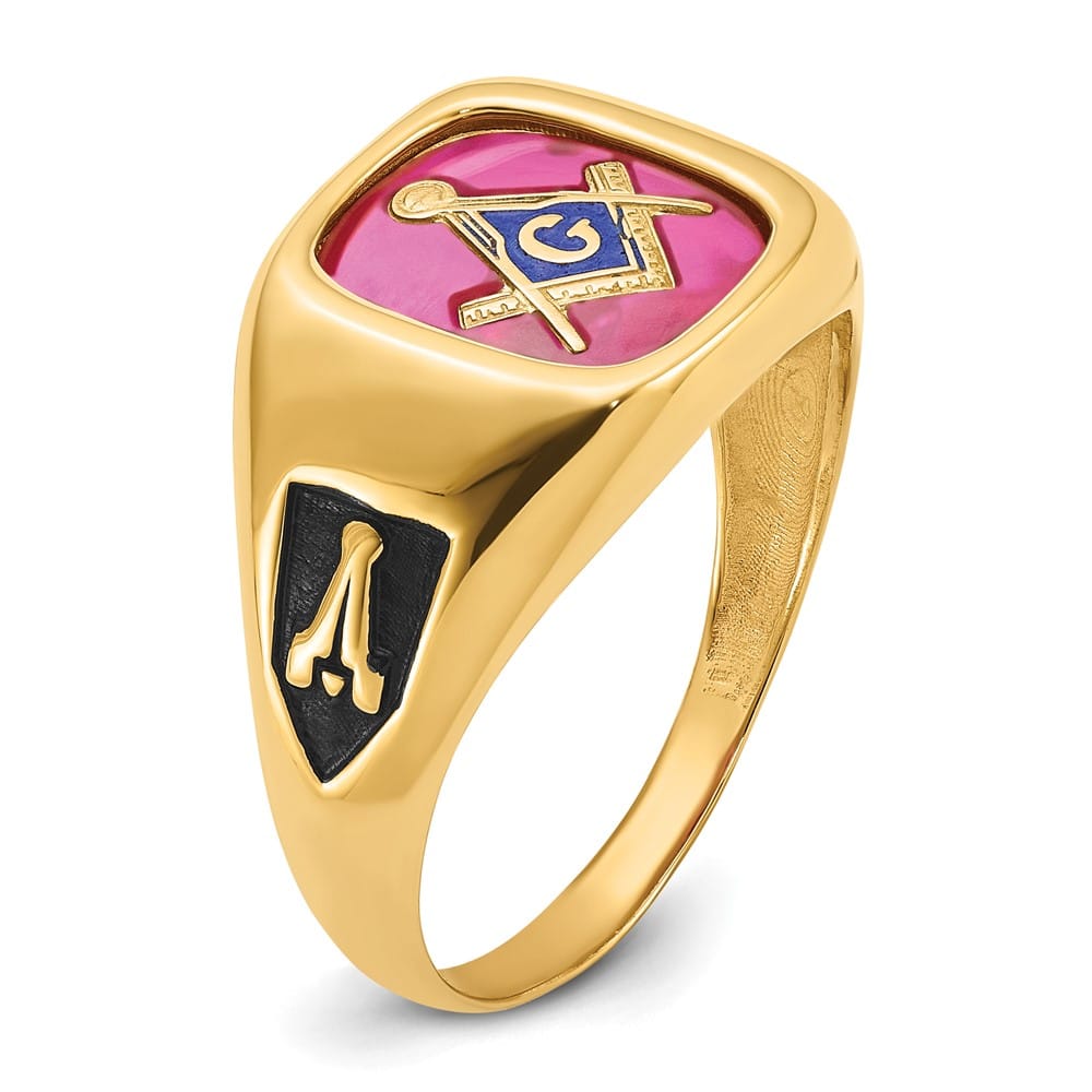 14k Yellow Gold IB Goodman with Black Enamel and Men's Masonic Ring Stock Size 10 Ring Are Refundable