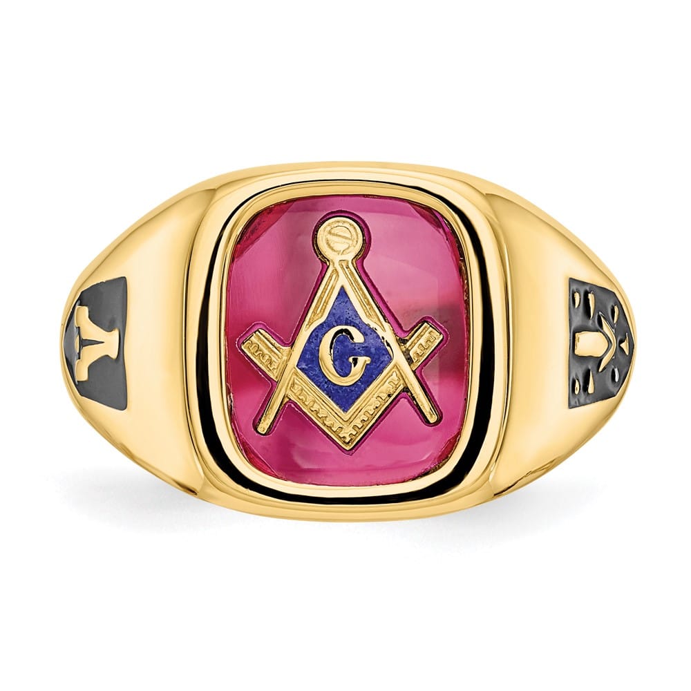 14k Yellow Gold IB Goodman with Black Enamel and Men's Masonic Ring Stock Size 10 Ring Are Refundable