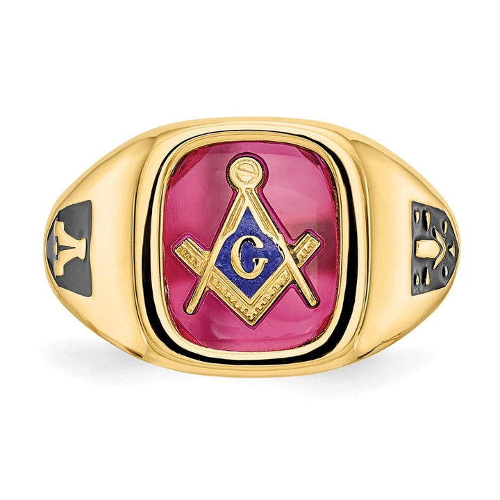14k Yellow Gold IB Goodman with Black Enamel and Men's Masonic Ring Stock Size 10 Ring Are Refundable
