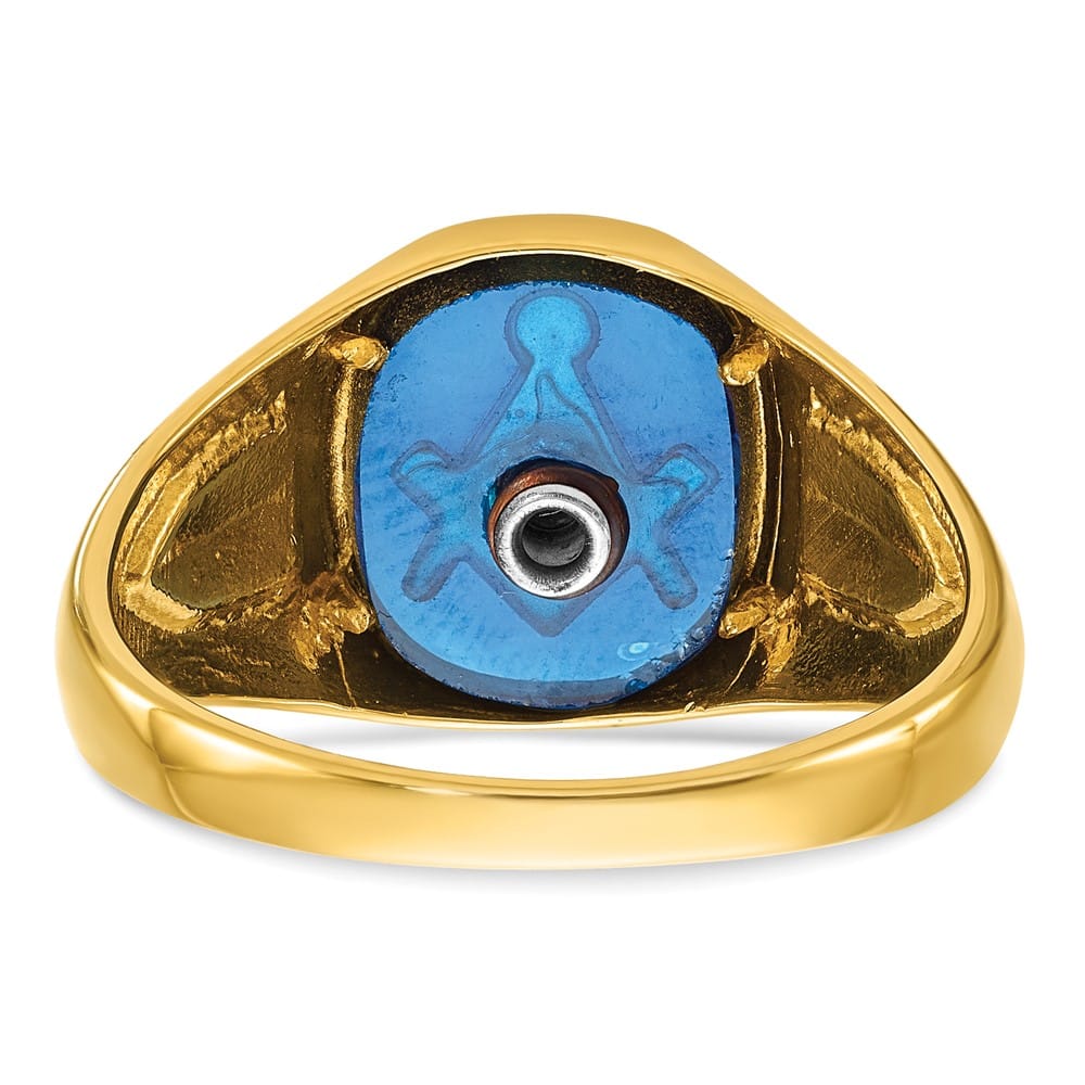 14k Yellow Gold IB Goodman with Lab Created Sapphire Blue Lodge Ring
