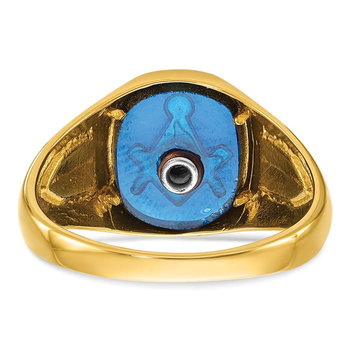 14k Yellow Gold IB Goodman with Lab Created Sapphire Blue Lodge Ring