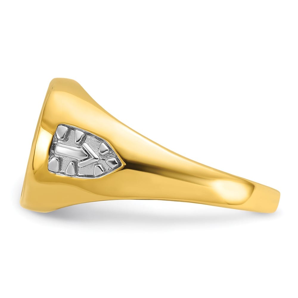 14k Yellow Gold IB Goodman with Lab Created Sapphire Blue Lodge Ring