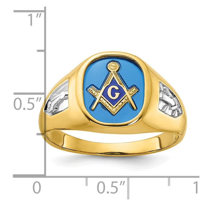 14k Yellow Gold IB Goodman with Lab Created Sapphire Blue Lodge Ring