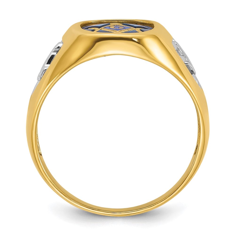 14k Yellow Gold IB Goodman with Lab Created Sapphire Blue Lodge Ring