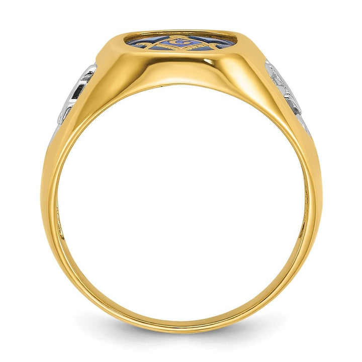 14k Yellow Gold IB Goodman with Lab Created Sapphire Blue Lodge Ring