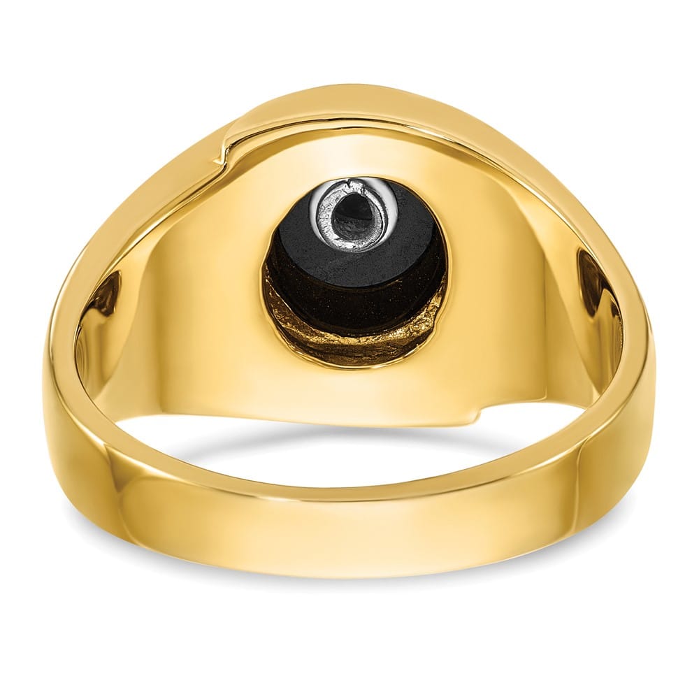 14k Yellow Gold IB Goodman with Oval Onyx Blue Lodge Master Men's Ring