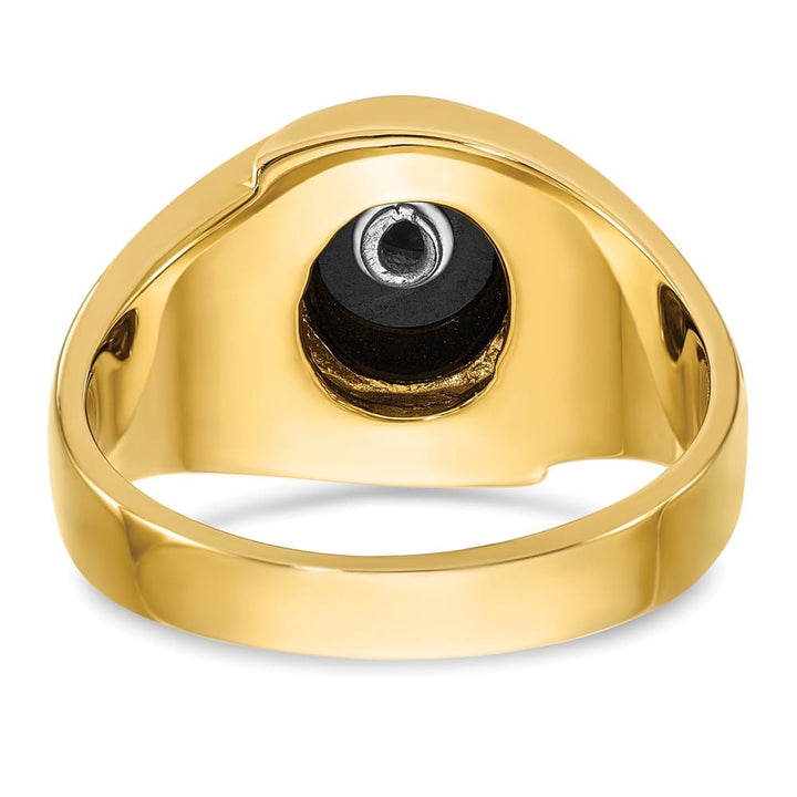14k Yellow Gold IB Goodman with Oval Onyx Blue Lodge Master Men's Ring
