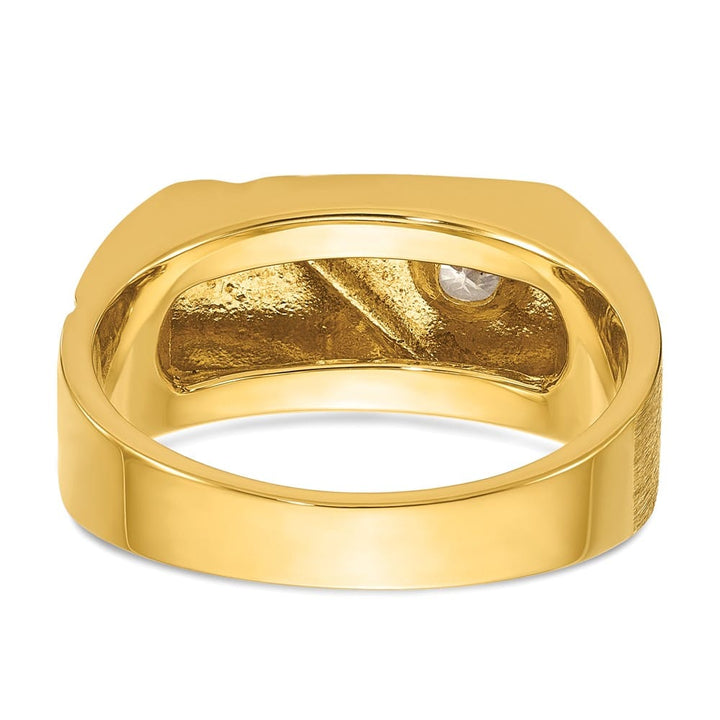 14k Yellow Gold IB Goodman with Polished and Satin Diamond Men's Ring