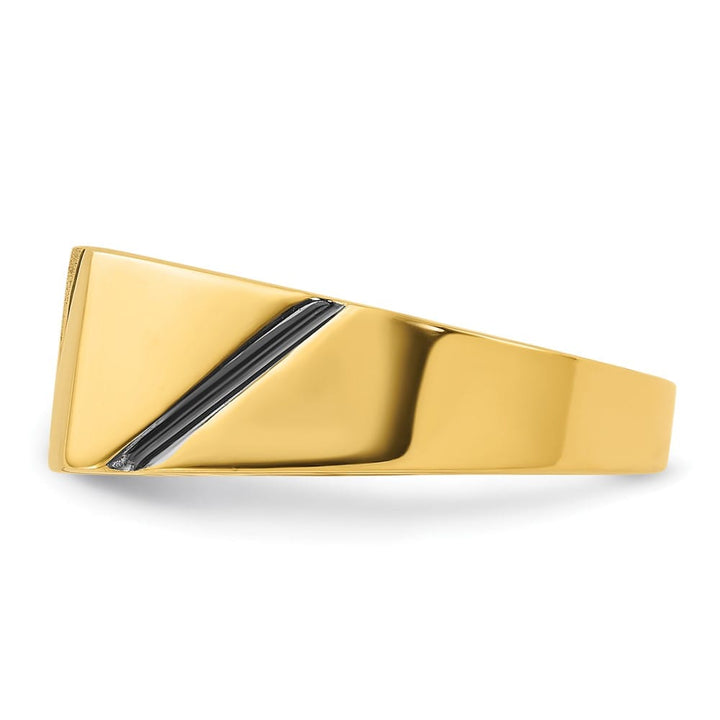 14k Yellow Gold IB Goodman with Polished and Satin Diamond Men's Ring