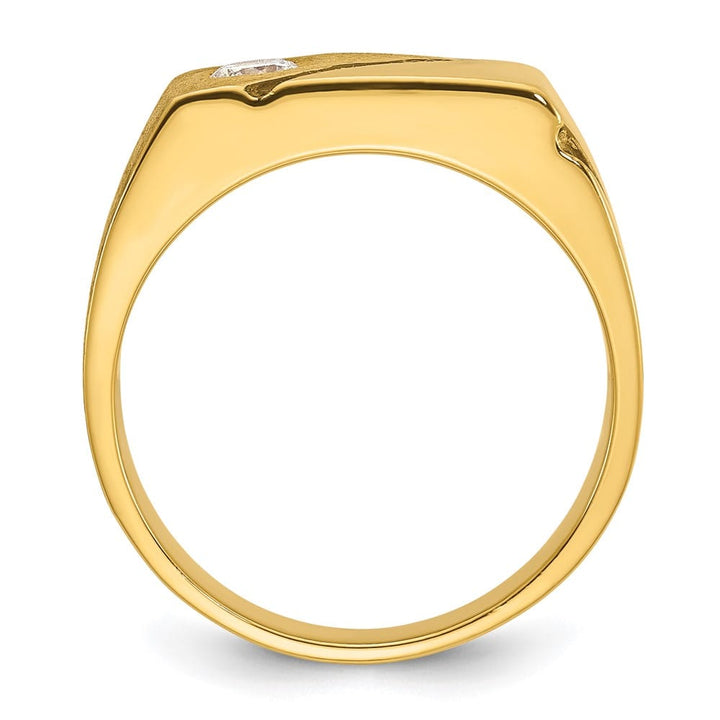 14k Yellow Gold IB Goodman with Polished and Satin Diamond Men's Ring