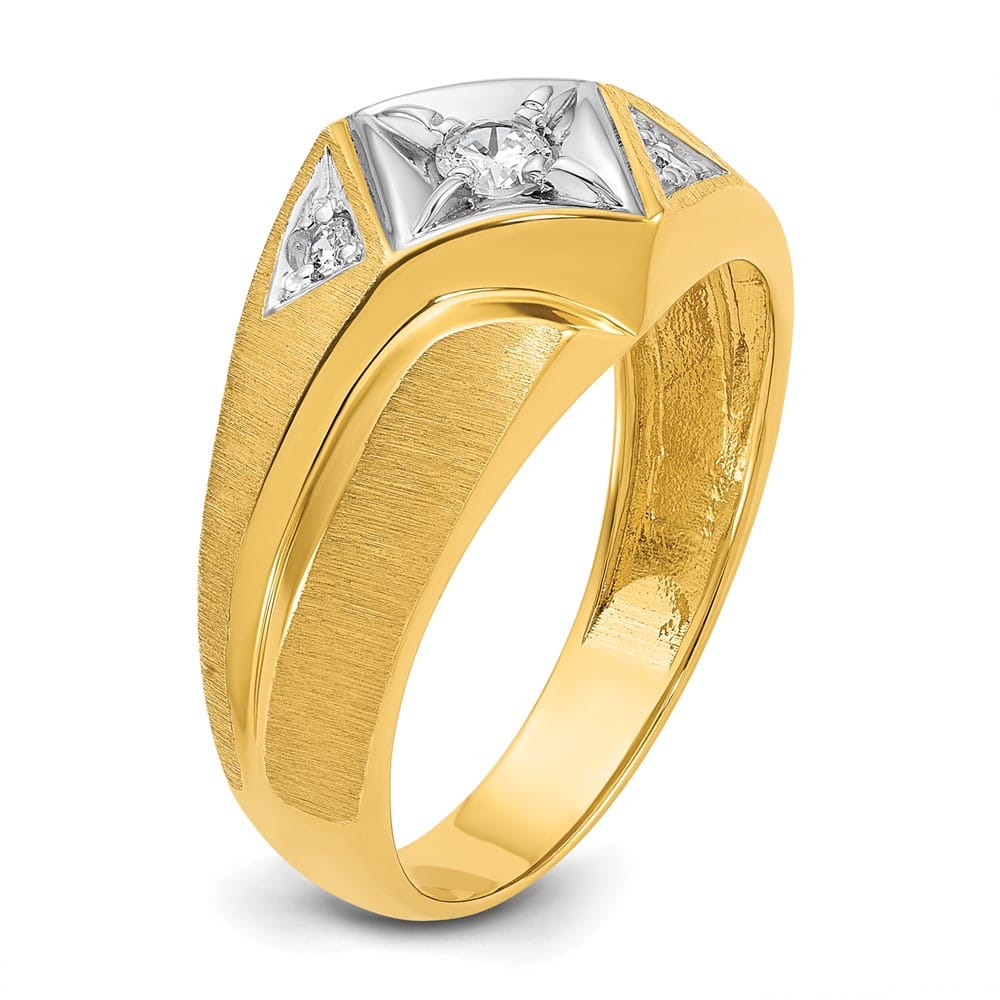 14k Yellow Gold IB Goodman with Satin 1/5 Carat Diamond Men's Ring