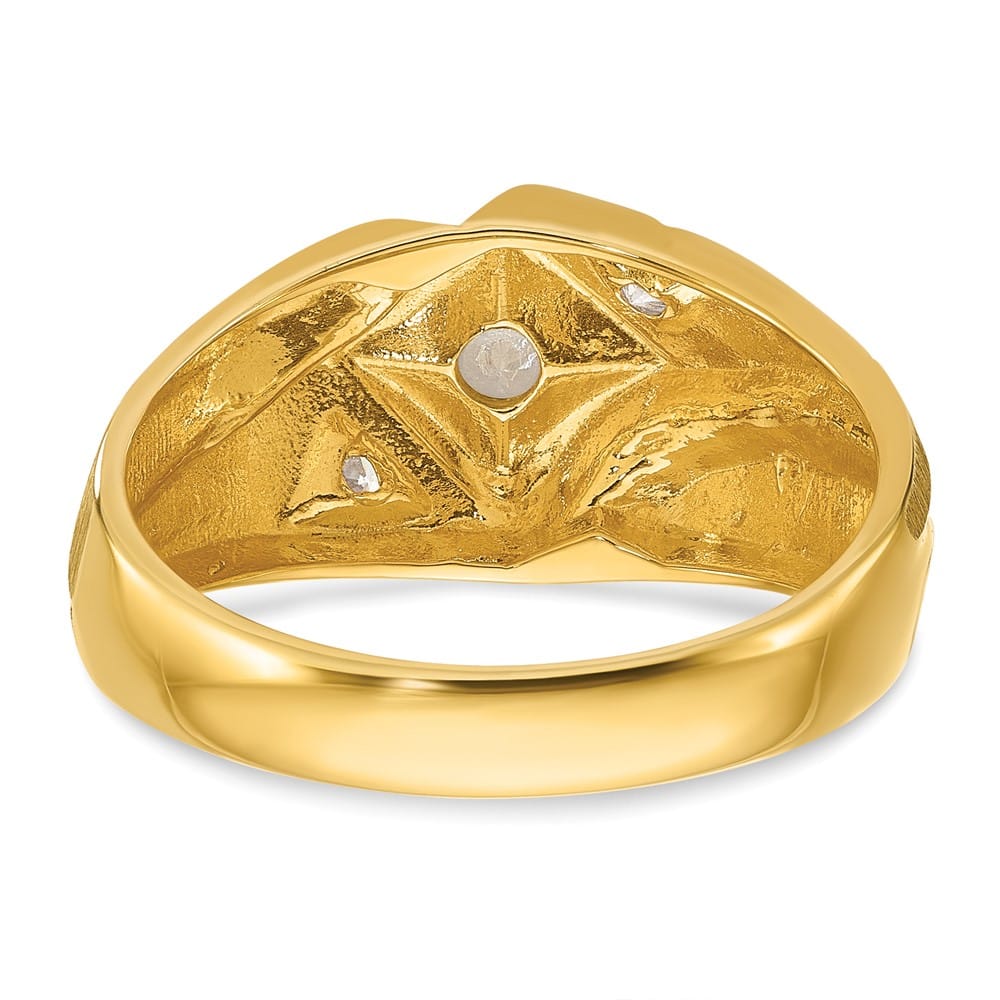 14k Yellow Gold IB Goodman with Satin 1/5 Carat Diamond Men's Ring
