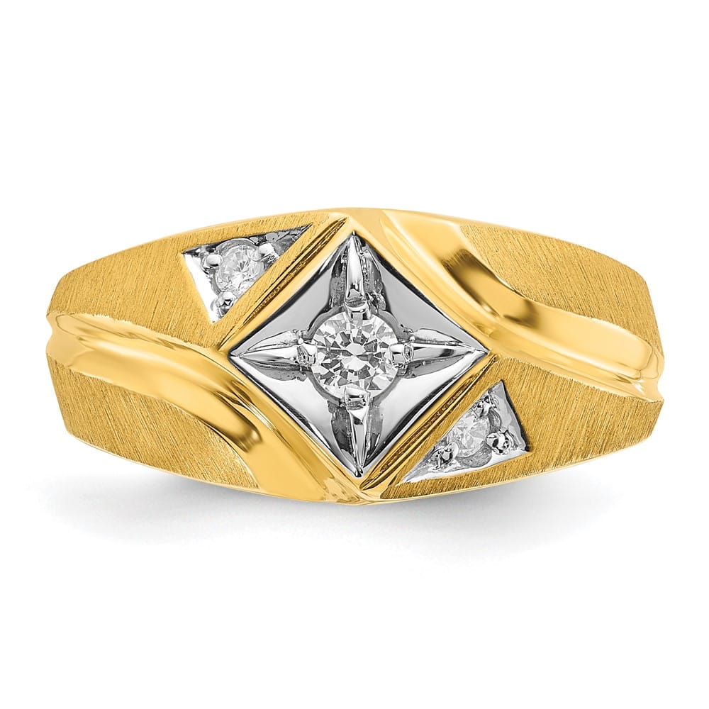 14k Yellow Gold IB Goodman with Satin 1/5 Carat Diamond Men's Ring