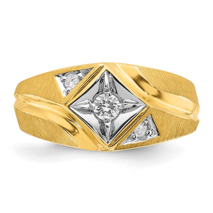 14k Yellow Gold IB Goodman with Satin 1/5 Carat Diamond Men's Ring