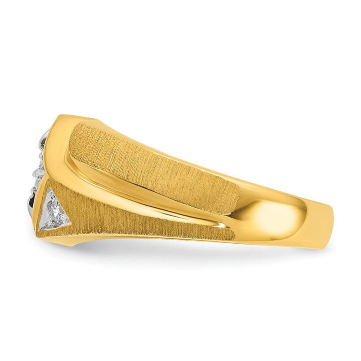 14k Yellow Gold IB Goodman with Satin 1/5 Carat Diamond Men's Ring