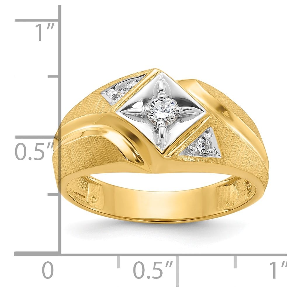 14k Yellow Gold IB Goodman with Satin 1/5 Carat Diamond Men's Ring