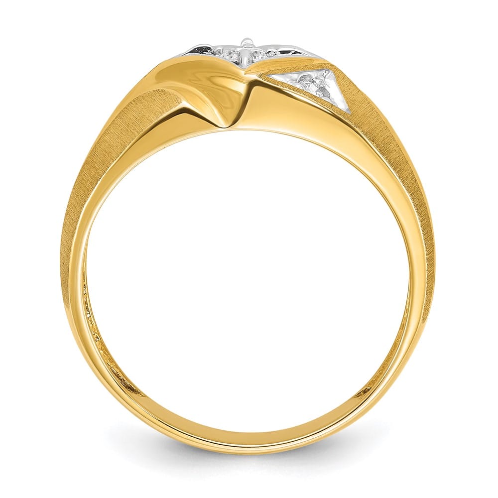 14k Yellow Gold IB Goodman with Satin 1/5 Carat Diamond Men's Ring