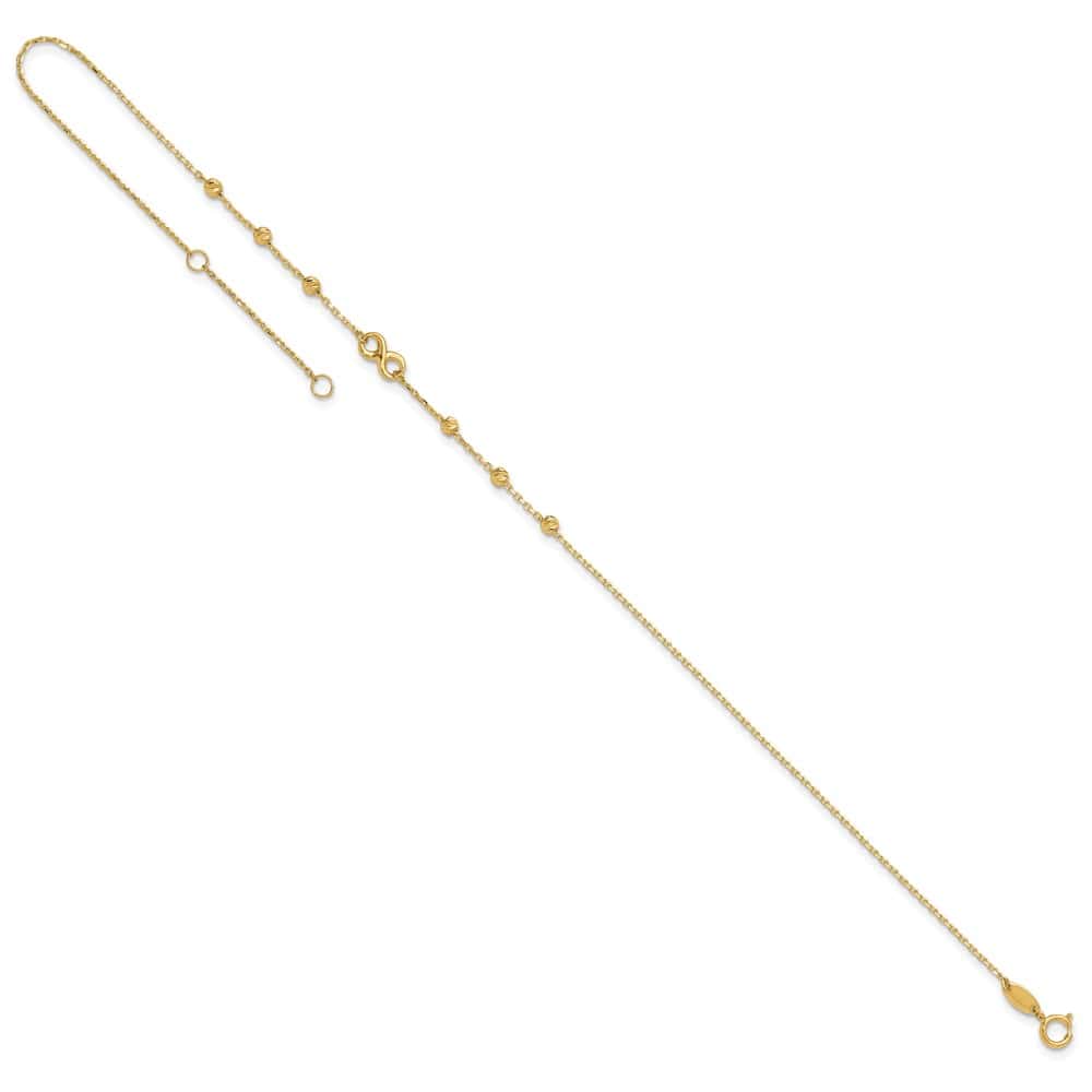 14K Yellow Gold Infinity Symbol and D.C. Beads Anklet