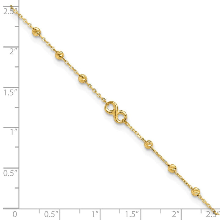14K Yellow Gold Infinity Symbol and D.C. Beads Anklet