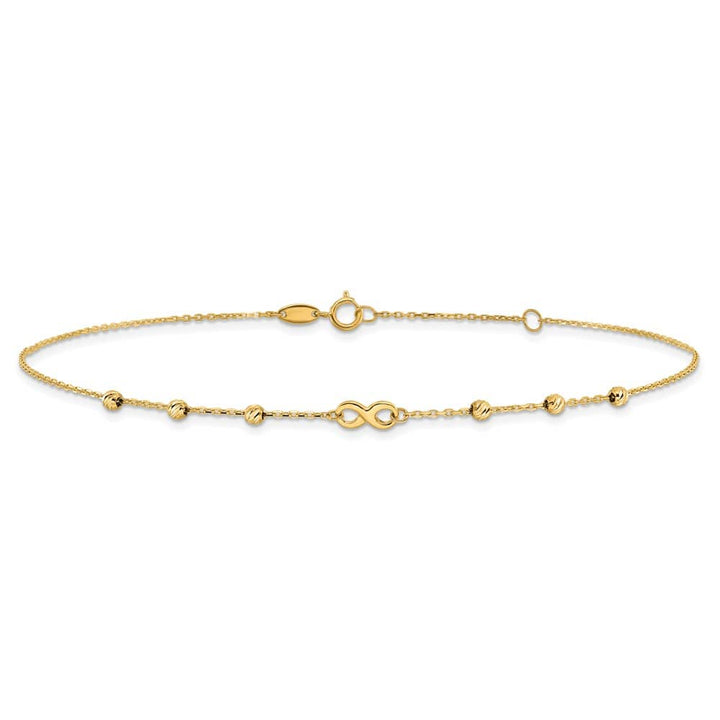 14K Yellow Gold Infinity Symbol and D.C. Beads Anklet
