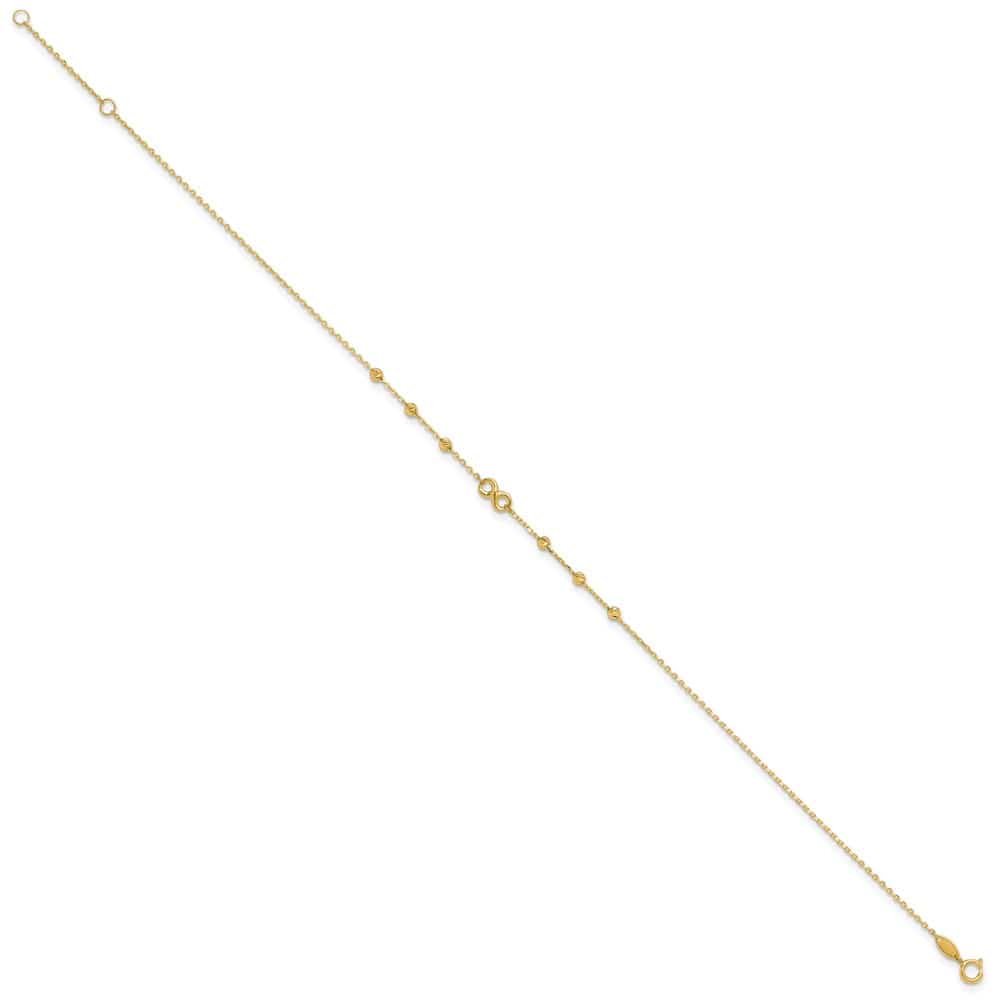 14K Yellow Gold Infinity Symbol and D.C. Beads Anklet
