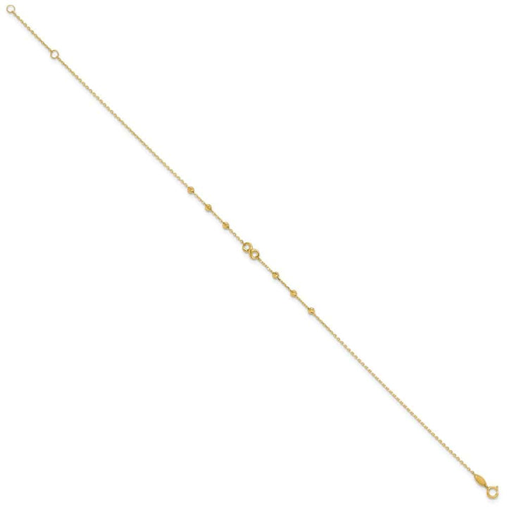 14K Yellow Gold Infinity Symbol and D.C. Beads Anklet