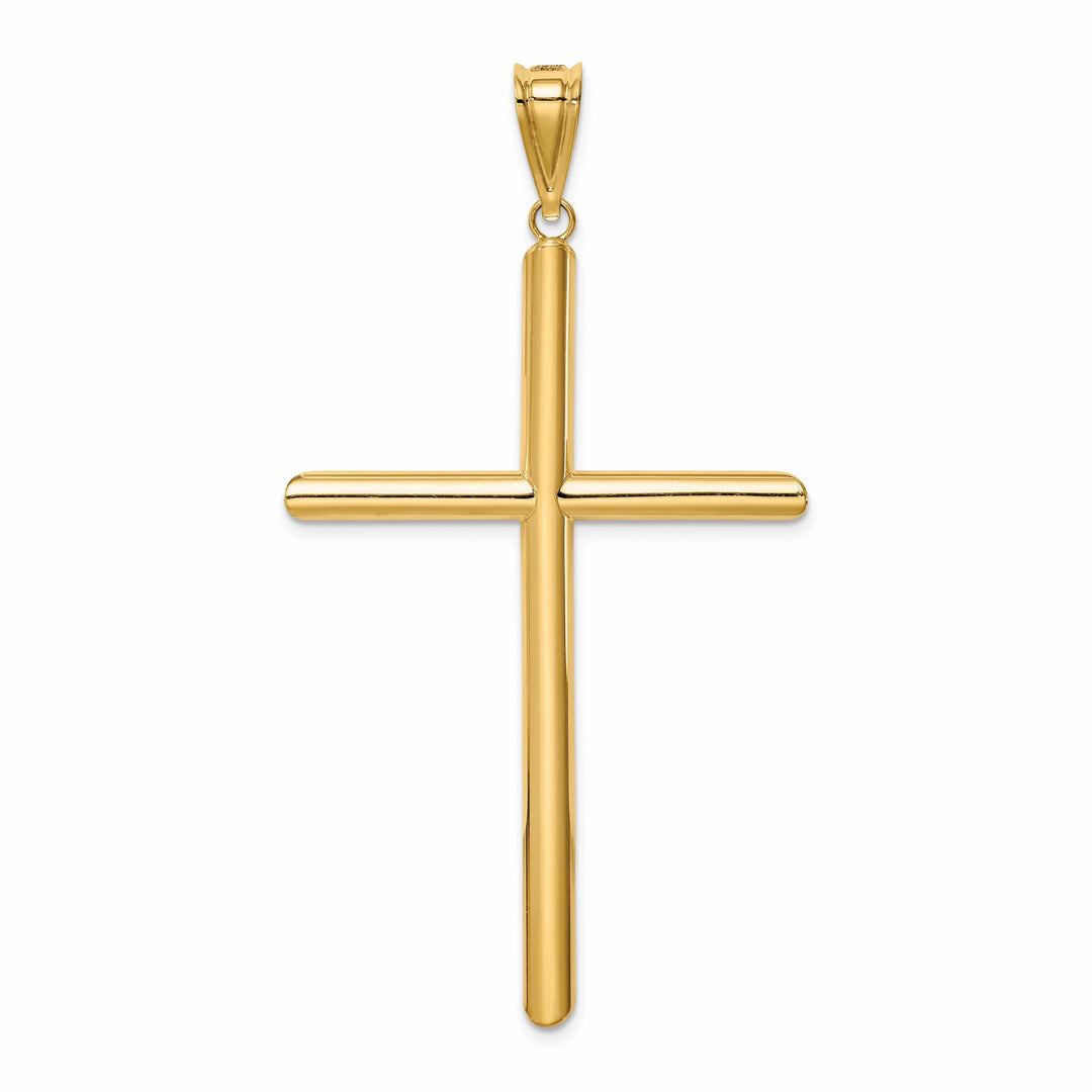 Lovely Rita's 14K Yellow Gold Intricate Large Polished Tube Hollow Latin Cross