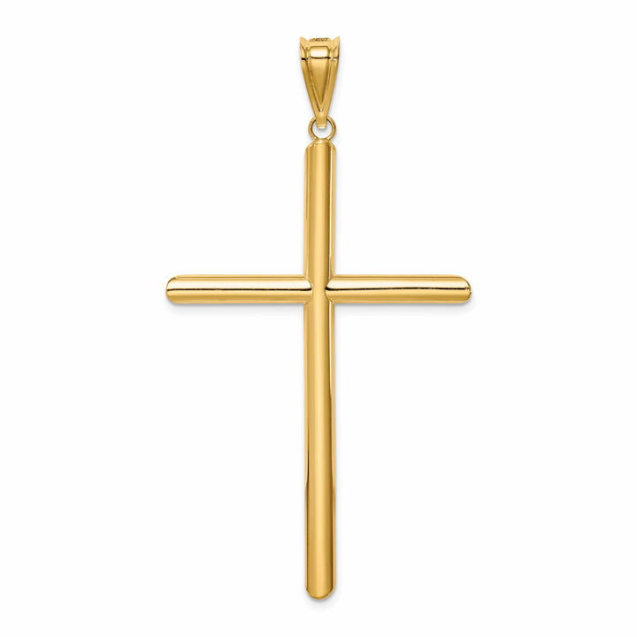 Lovely Rita's 14K Yellow Gold Intricate Large Polished Tube Hollow Latin Cross