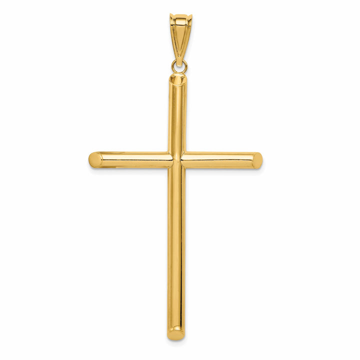 Lovely Rita's 14K Yellow Gold Intricate Large Polished Tube Hollow Latin Cross
